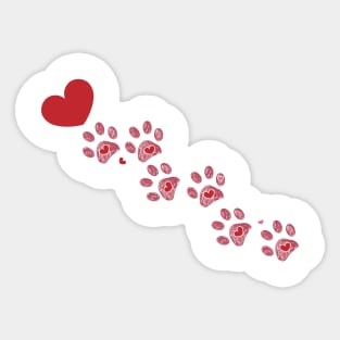 Dog paw print with hearts Sticker